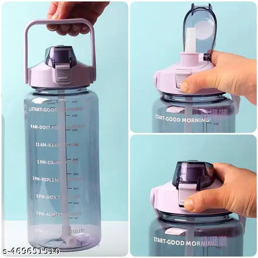 2L Transparent Motivational Water Bottle with Time Marker