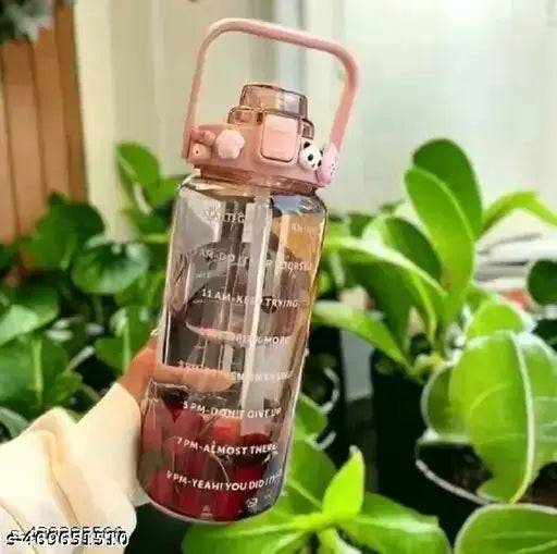 2L Transparent Motivational Water Bottle with Time Marker